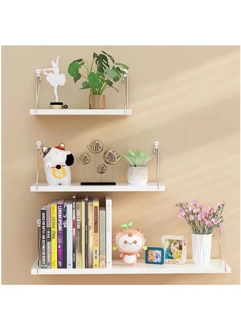 Arabest Floating Shelves Floating Shelf for Wall Floating Book Shelf Wall Mounted Organizer for Kitchen Living Room Bedroom Office Storage Shelves Display Racks Home Decor Set of 3, White - Image 1